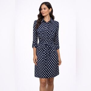 Navy and White Polka Dot Shirt Dress, Size 6 Boutique. Career. Great Condition